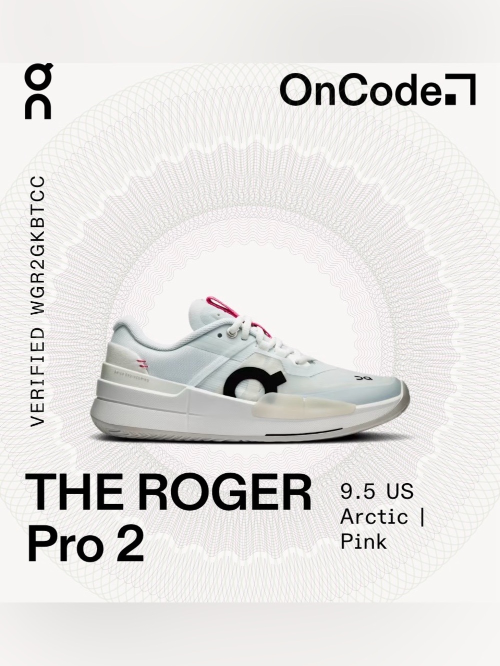 On Clouds The Roger Pro 2 Tennis Court Shoe in Arctic Pink Sz 9.5